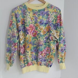 Vintage Retrospective Grannycore Floral Pull Over Sweatshirt Women's Size S
